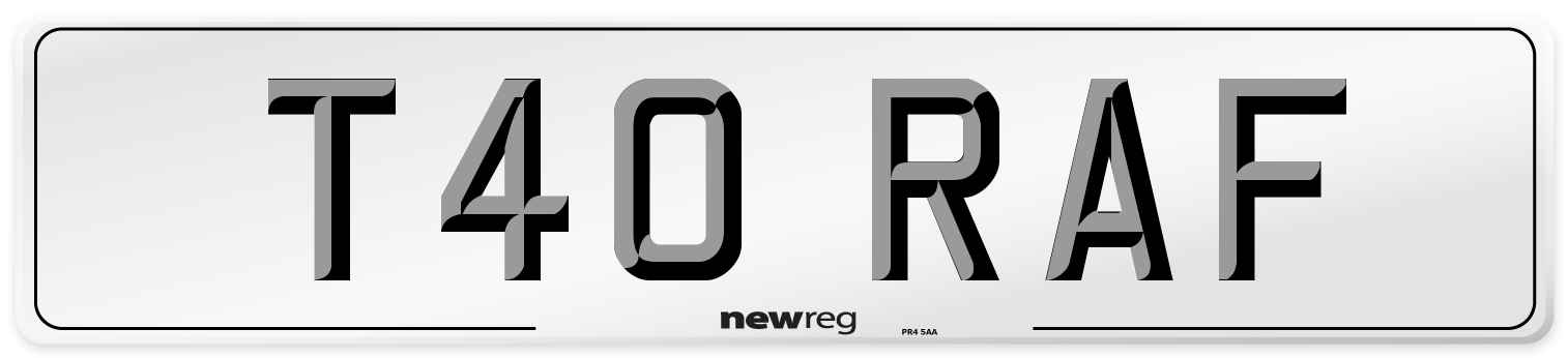 T40 RAF Number Plate from New Reg